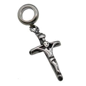 Stainless Steel Cross Pendant Antique Silver, approx 14-24mm, 9mm, 5mm hole [SSB1176]