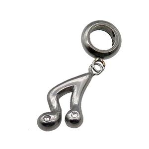 Raw Stainless Steel MusicalNote Pendant, approx 9-16mm, 9mm, 5mm hole [SSB1177]