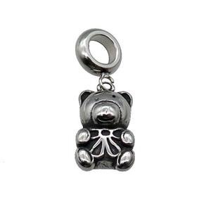 Stainless Steel Bear Pendant Antique Silver, approx 10-15mm, 9mm, 5mm hole [SSB1179]