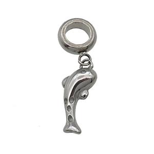 Raw Stainless Steel Dolphin Pendant, approx 8-15mm, 9mm, 5mm hole [SSB1184]
