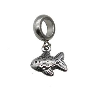 Stainless Steel Fish Pendant Antique Silver, approx 9-11mm, 9mm, 5mm hole [SSB1186]