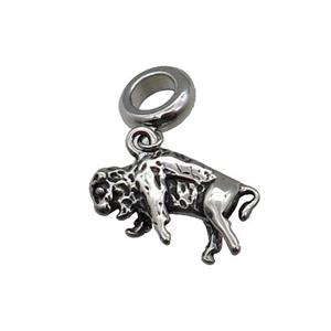 Stainless Steel Bull Pendant Antique Silver, approx 10-18mm, 9mm, 5mm hole [SSB1192]