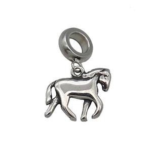 Stainless Steel Horse Pendant Antique Silver, approx 12-15mm, 9mm, 5mm hole [SSB1193]