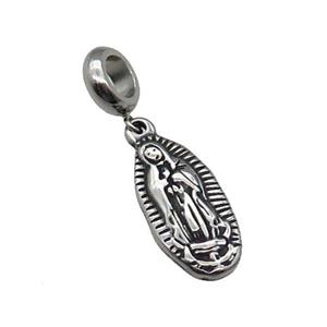 Stainless Steel Pendant Virgin Mary Antique Silver, approx 10-21mm, 9mm, 5mm hole [SSB1194]