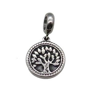 Stainless Steel Tree Pendant Antique Silver, approx 15mm, 9mm, 5mm hole [SSB1197]