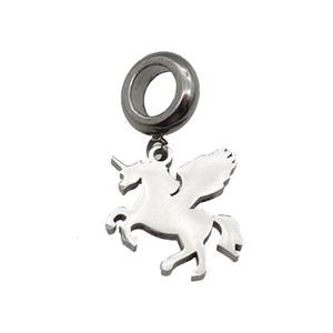 Raw Stainless Steel Unicorn Charm Pendant, approx 15-16mm, 9mm, 5mm hole [SSB1200]