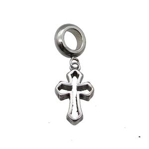 Stainless Steel Cross Pendant Antique Silver, approx 10-14mm, 9mm, 5mm hole [SSB1201]