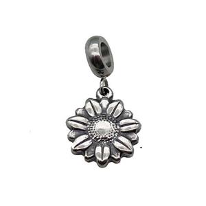 Stainless Steel Sunflower Pendant Antique Silver, approx 15mm, 9mm, 5mm hole [SSB1202]