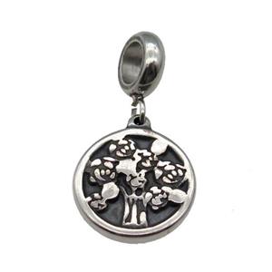 Stainless Steel Pendant Antique Silver, approx 15mm, 9mm, 5mm hole [SSB1207]