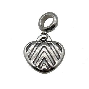 Stainless Steel Heart Pendant Antique Silver, approx 16mm, 9mm, 5mm hole [SSB1213]
