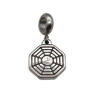 Stainless Steel Taichi Yinyang Pendant Antique Silver, approx 15mm, 9mm, 5mm hole [SSB1214]