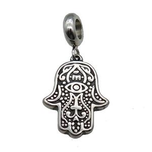 Stainless Steel HamsaHand Pendant Antique Silver, approx 17-21mm, 9mm, 5mm hole [SSB1215]