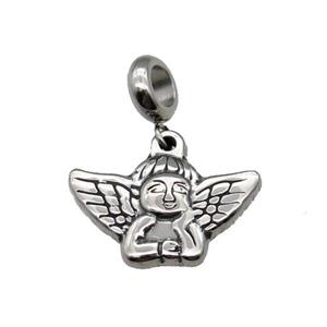 Stainless Steel Angel Pendant Antique Silver, approx 18-24mm, 9mm, 5mm hole [SSB1216]