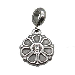 Stainless Steel Flower Pendant Antique Silver, approx 16mm, 9mm, 5mm hole [SSB1217]