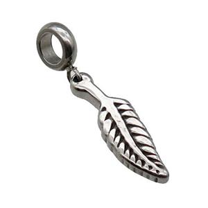 Stainless Steel Leaf Pendant Antique Silver, approx 7-25mm, 9mm, 5mm hole [SSB1219]