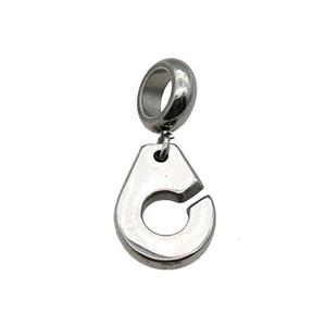 Raw Stainless Steel Lock Pendant, approx 11-15mm, 9mm, 5mm hole [SSB1220]