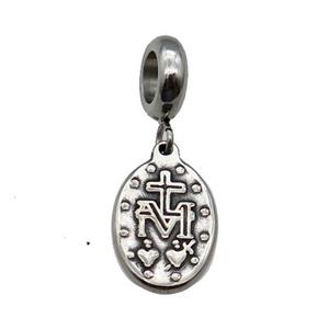 Stainless Steel Pendant Antique Silver, approx 10-15mm, 9mm, 5mm hole [SSB1221]