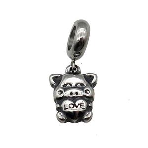 Stainless Steel Pig LOVE Pendant Antique Silver, approx 10-13mm, 9mm, 5mm hole [SSB1223]