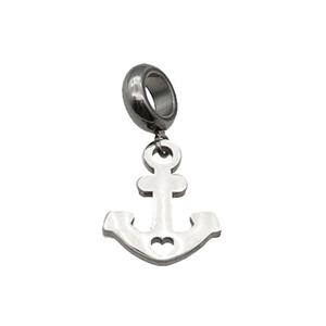 Raw Stainless Steel Anchor Pendant, approx 14-17mm, 9mm, 5mm hole [SSB1230]