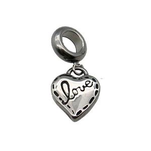 Stainless Steel Heart Pendant Love Antique Silver, approx 11mm, 9mm, 5mm hole [SSB1232]