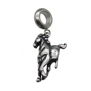 Stainless Steel Horse Pendant Antique Silver, approx 14-21mm, 9mm, 5mm hole [SSB1236]
