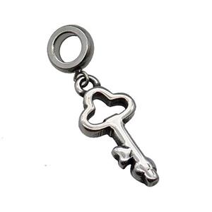 Stainless Steel Key Pendant Antique Silver, approx 11-24mm, 9mm, 5mm hole [SSB1238]