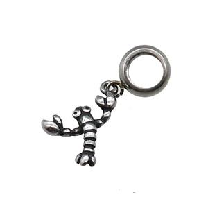 Stainless Steel Scorpio Pendant Antique Silver, approx 13-16mm, 9mm, 5mm hole [SSB1241]