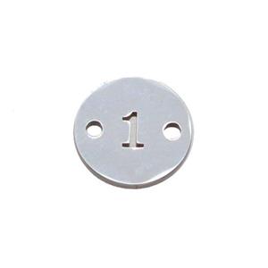 Raw Stainless Steel Circle Number1 Connector, approx 10mm dia [SSB1248]