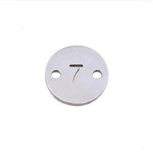 Raw Stainless Steel Circle Number7 Connector, approx 10mm dia [SSB1254]