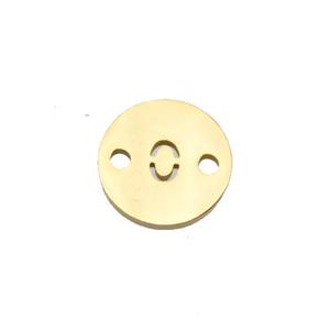 Stainless Steel Circle Number0 Connector Gold Plated, approx 10mm dia [SSB1258]