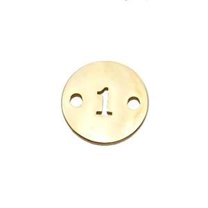 Stainless Steel Circle Number1 Connector Gold Plated, approx 10mm dia [SSB1259]
