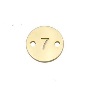 Stainless Steel Circle Number7 Connector Gold Plated, approx 10mm dia [SSB1265]