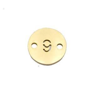 Stainless Steel Circle Number9 Connector Gold Plated, approx 10mm dia [SSB1267]