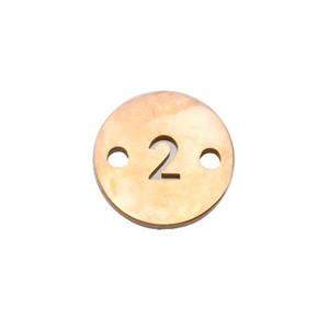 Stainless Steel Circle Number2 Connector Rose Gold, approx 10mm dia [SSB1271]