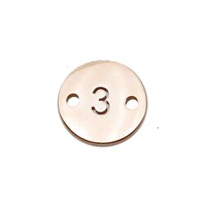 Stainless Steel Circle Number3 Connector Rose Gold, approx 10mm dia [SSB1272]