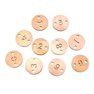 Stainless Steel Circle Connector Mix Number Rose Gold, approx 10mm dia [SSB1279]