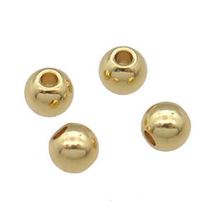 Stainless Steel Round Beads Smooth Gold Plated, approx 3.8mm [SSB1285]
