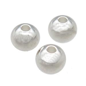Stainless Steel Round Beads Smooth Large Hole Silver Plated, approx 6mm, 1.5mm hole [SSB1289]