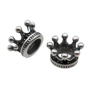 Stainless Steel Crown Beads Antique Silver, approx 7x12mm, 6mm hole [SSB1290]