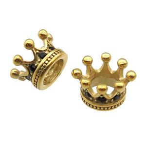 Stainless Steel Crown Beads Antique Gold, approx 7x12mm, 6mm hole [SSB1291]