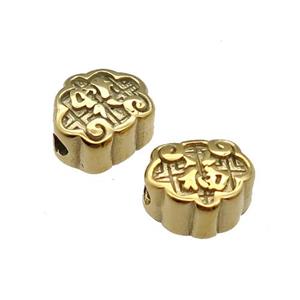Stainless Steel Beads Fu Gold Plated, approx 8x10mm [SSB1298]