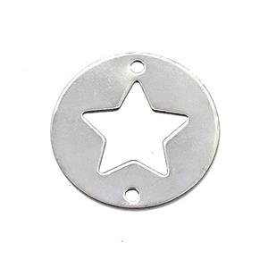 Raw Stainless Steel Circle Star Connector, approx 25mm [SSB1314]