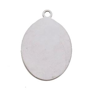 Raw Stainless Steel Oval Pendant, approx 22-30mm [SSB1322]