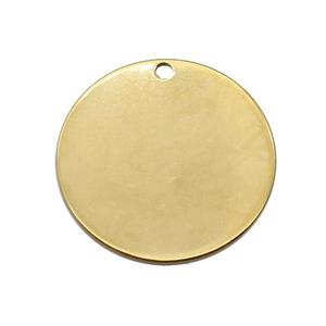 Stainless Steel Circle Pendant Gold Plated, approx 30mm dia [SSB1336]