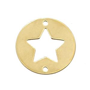 Stainless Steel Circle Star Connector Gold Plated, approx 25mm [SSB1338]