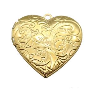 Stainless Steel Heart Locket Pendant Gold Plated, approx 28mm [SSB1353]