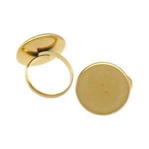 Stainless Steel Ring with Pad Gold Plated, approx 10mm, 18mm dia [SSB1355-10MM]
