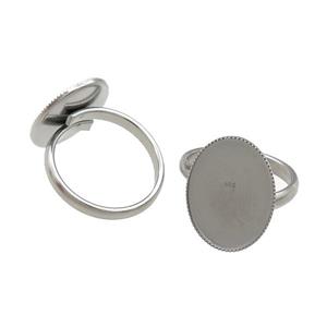 Raw Stainless Steel Ring with Pad, approx 13-18mm, 18mm dia [SSB1356]