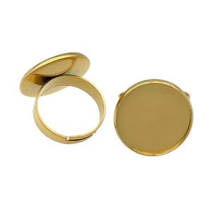 Stainless Steel Ring with Pad Gold Plated, approx 18mm, 18mm dia [SSB1359-18MM]