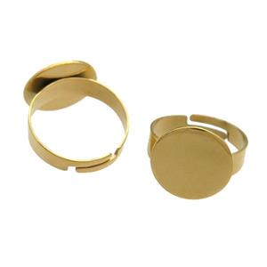 Stainless Steel Ring with Pad Gold Plated, approx 14mm, 18mm dia [SSB1361-14MM]